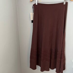Jones‎ New York Brown A-Line Midi Skirt with Pleats for Casual Work